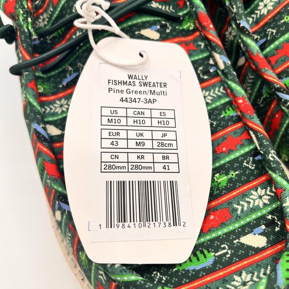 Hey Dude Wally‎ Fishmas Mens Size 10 Christmas Sweater Shoes Loafers Green NEW main image 7
